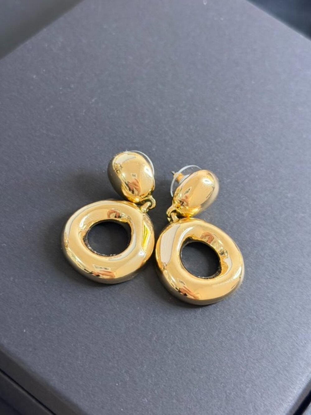 J CREW - Gold Chunky Drop Earrings | Chic Circular Jewelry Statement Design